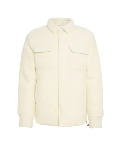 After Label Structured Teddy Overshirt With Classic Collar And Dual Pockets In White