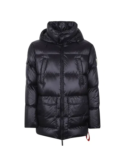 After Label Vancouver Quilted Hooded Coat In Blue