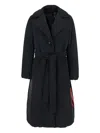 After Label Wide-lapel Belted Coat In Black