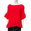 After Market Red Flutter Top In Multi