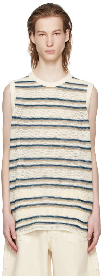 After Pray Beige Stripes Tank Top In Ivory