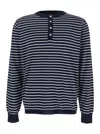 After Pray Blue Crewneck T-shirt With All-over Striped Motif In Blue