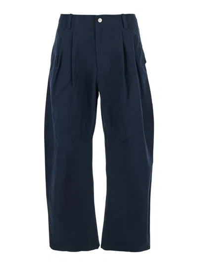 After Pray Blue Pants With Pences And Belt Loops In Cotton Man