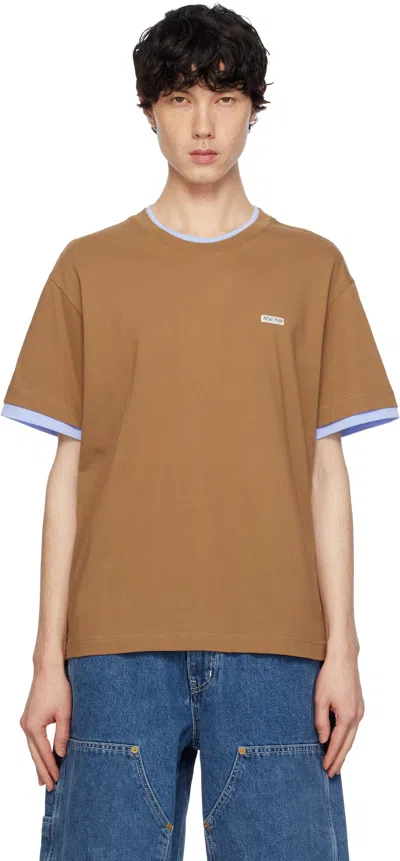 After Pray Brown Crepe Layered T-shirt