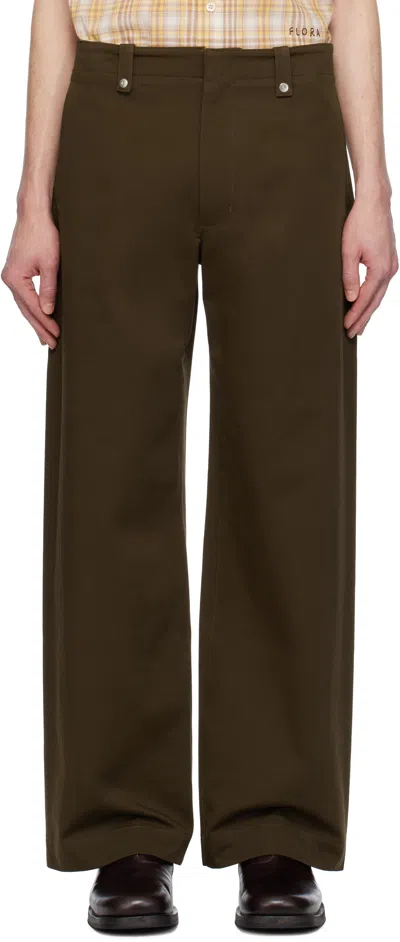 After Pray Brown Wide Chino Trousers