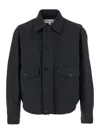 After Pray 'classic A-2'  Grey Jacket With Classic Collar And Front Button And Zip Closure In Wool Blend Stretc In Black