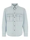 After Pray Light Blue Shirt With Chest Pockets And Logo Patch In Denim Man In Blue