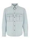 After Pray Light Blue Shirt With Chest Pockets And Logo Patch In Denim Man