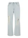 After Pray Light Blue Jeans With Logo Patch On The Rear And Ripped Details On The Front In Denim Man In Blue