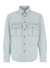 After Pray Light Blue Shirt With Chest Pockets And Logo Patch In Denim Man In Blue