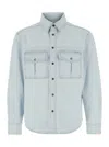 After Pray Light Blue Shirt With Chest Pockets And Logo Patch In Denim Man In Blue