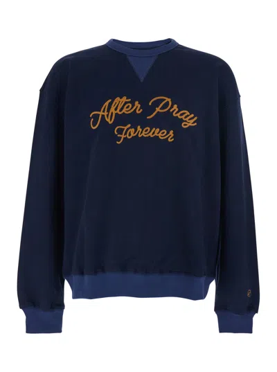 After Pray Logo-embroidered Cotton Sweatshirt In Navy