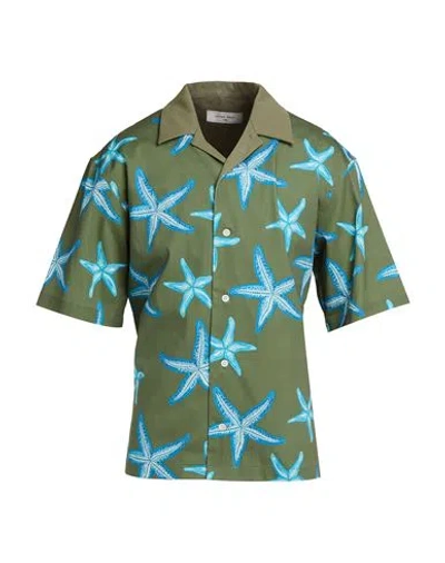 After Pray Man Shirt Military Green Size S Cotton
