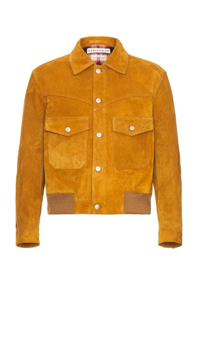 After Pray Cowboy Suede Trucker Jacket In Mocha