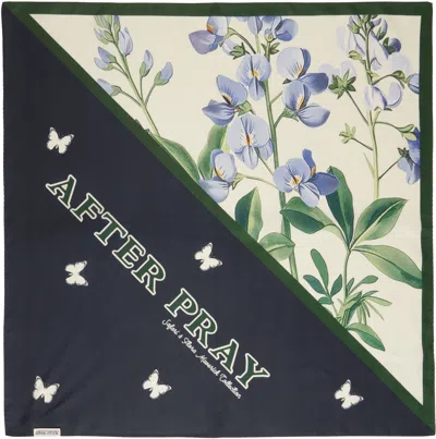 After Pray Navy & Green Flower Symbol Silk Scarf