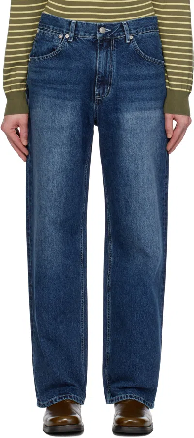 After Pray Navy Relaxed Essential Jeans In Indigo