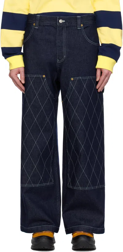 After Pray Navy Wide Carpenter Jeans In Indigo