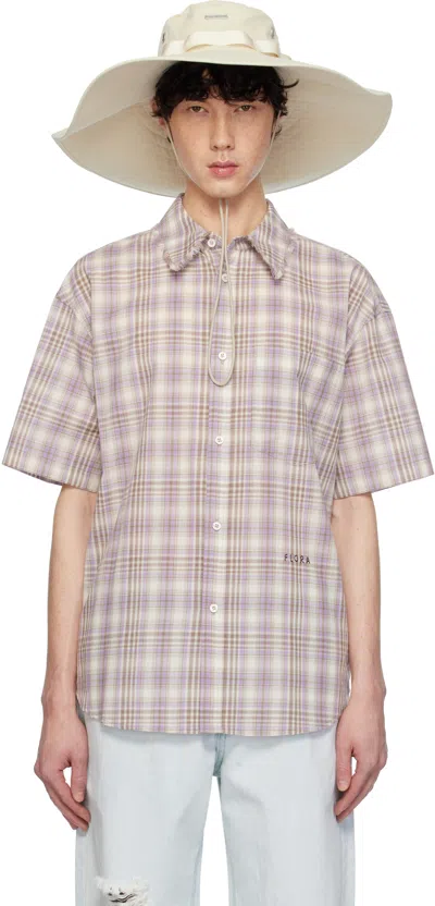 After Pray Off-white & Purple Madras Check Half Shirt In Lavender
