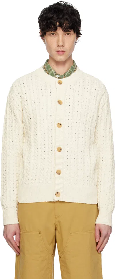 After Pray Off-white Ernest Cable Knit Cardigan In Off White
