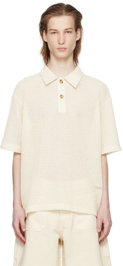 After Pray Off-white Mesh Polo In Ivory