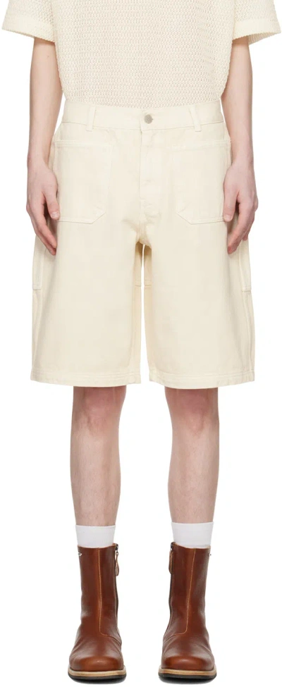 After Pray Off-white Sailor Denim Shorts In Ivory