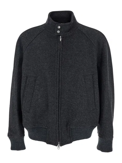 After Pray 'regards' Grey Jacket With Front Zip Closure In Wool Blend Man In Gray