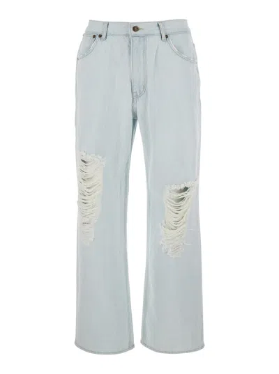 After Pray Ripped Detail Jeans In Light Blue