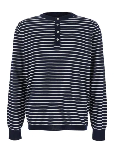 After Pray Striped Crewneck Sweatshirt In Navy