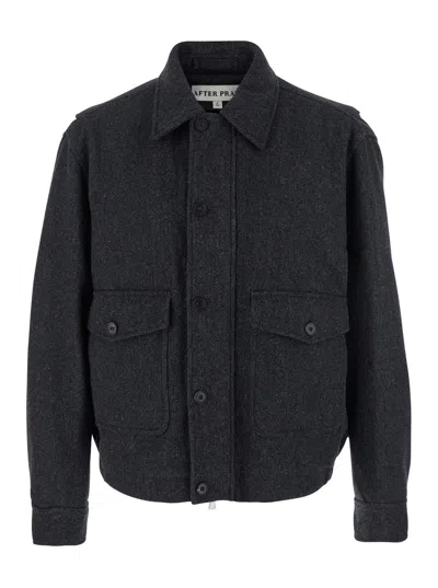 After Pray Wool Blend With Classic Collar Jacket In Gray