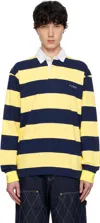 After Pray Yellow Polo Shirt With Logo Lettering On The Front And All-over Striped Motif In Cotton Man In Yellow