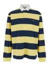 After Pray Yellow Polo Shirt With Logo Lettering On The Front And All-over Striped Motif In Cotton Man In Yellow
