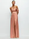 After Six A-line Satin Maxi Dress With Convertible Off-the-shoulder Or Strapless Looks