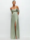 After Six A-line Satin Maxi Dress With Convertible Off-the-shoulder Or Strapless Looks