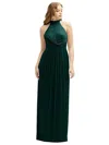 After Six Metallic Pleated Halter Column Gown