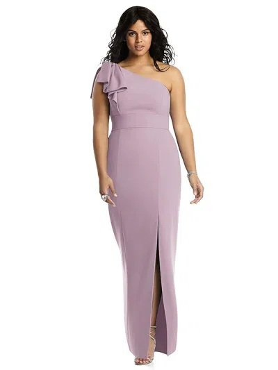 After Six Bowed One-shoulder Trumpet Gown In Purple