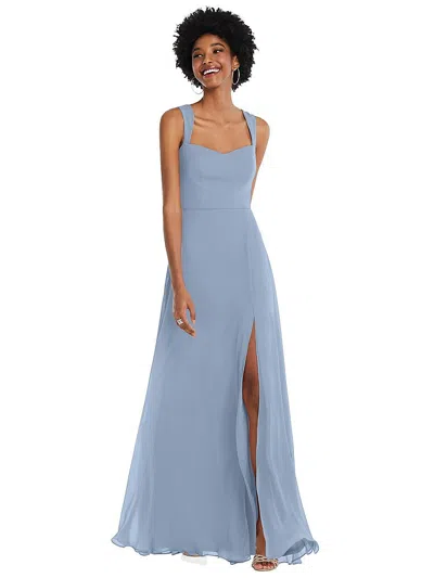 After Six Contoured Wide Strap Sweetheart Maxi Dress In Blue
