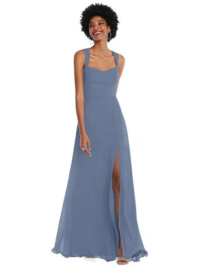 After Six Contoured Wide Strap Sweetheart Maxi Dress In Blue