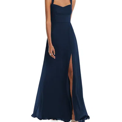 After Six Contoured Wide Strap Sweetheart Maxi Dress In Blue