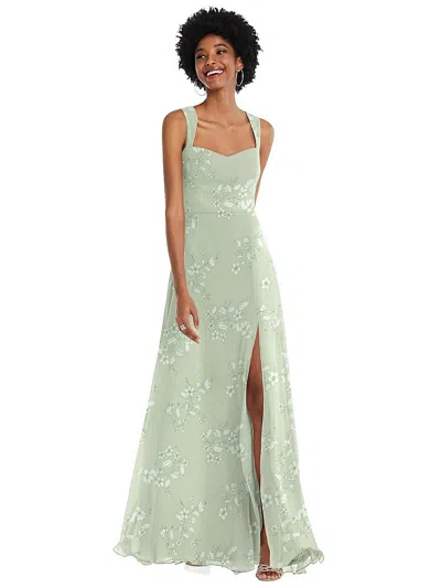 After Six Contoured Wide Strap Sweetheart Maxi Dress In Green