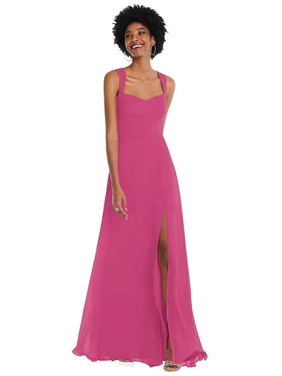 After Six Contoured Wide Strap Sweetheart Maxi Dress In Tea Rose
