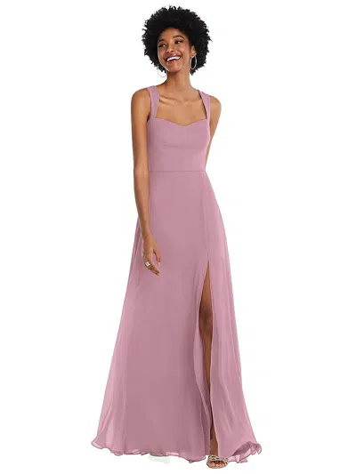 After Six Contoured Wide Strap Sweetheart Maxi Dress In Pink