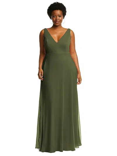 After Six Deep V-neck Chiffon Maxi Dress