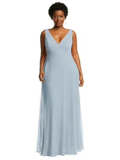 After Six Deep V-neck Chiffon Maxi Dress In Blue