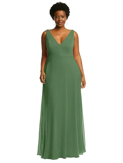 After Six Deep V-neck Chiffon Maxi Dress In Green