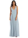 After Six Deep V-neck Chiffon Maxi Dress In Grey