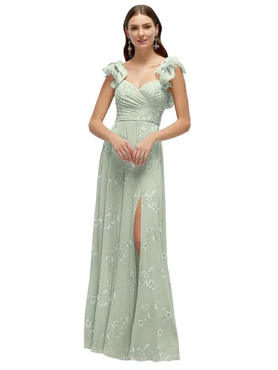 After Six Dramatic Ruffle Edge Strap Chiffon Maxi Dress