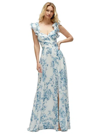 After Six Dramatic Ruffle Edge Strap Chiffon Maxi Dress