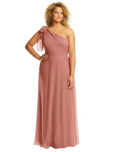 After Six Draped One-shoulder Maxi Dress With Scarf Bow In Pink