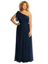 After Six Draped One-shoulder Maxi Dress With Scarf Bow