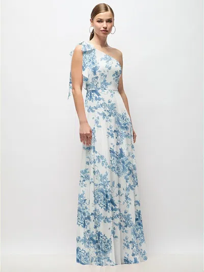 After Six Draped One-shoulder Maxi Dress With Scarf Bow